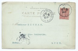 2436 - Carte Postale Semeuse Lignée Cachet Paris Rue Du Chemin Vert Pour Lyon Dichan Lyon - 1877-1920: Semi-Moderne