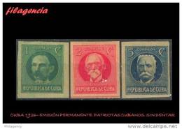 CUBA MINT. 1926-01 EMISION PERMANENTE. PATRIOTAS CUBANOS. EMISION SIN DENTAR - Neufs