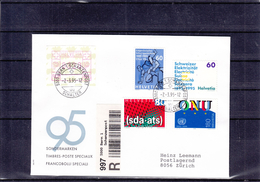 Suisse - Lettre Recom De 1995 - Oblit Bern Schanzendorf - Avec Vignette D'affranchissement - ONU - éléctricité - Zurich - Automatic Stamps