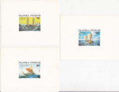 POLYNESIE FRANCAISE  3 EPREUVES DE LUXE  PIROGUES - Imperforates, Proofs & Errors