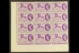 1960 General Letter Office 3d Lilac, SG 619/619a, Cylinder Corner Block Of 12 (No 1, No Dot), One Stamp Bearing... - Sonstige & Ohne Zuordnung