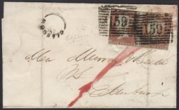 1851 GLASGOW INSPECTORS HANDSTAMP ON EXPRESS LETTER (October) Wrapper To Edinburgh, Bearing 1d Red Pair (postage... - Sonstige & Ohne Zuordnung