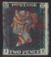 1840 2d Deep Blue 'JE' Plate 1, SG 4, Fine Used With Almost Complete Bright Red MC Cancel, 3 Margins, Just... - Otros & Sin Clasificación