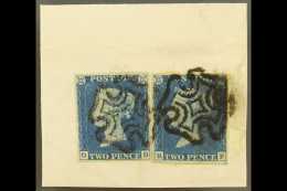 1840 2D BLUES - PLATES 1 & 2 COMBINATION. 1840 2d Bright Blue 'OD' Plate 1 & 1840 2d Blue 'RF' Plate 2,... - Other & Unclassified