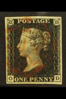 1840 1d Black, "OB" Plate 7, Very Fine Used With 4 Margins & Red Maltese Cross Cancellation. For More Images,... - Sin Clasificación