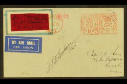 1929 LONDON - KARACHI FLIGHT. (30 March) Cover Bearing 1½d+6d "London" Meter Mail Impression, 'per 1st... - Other & Unclassified
