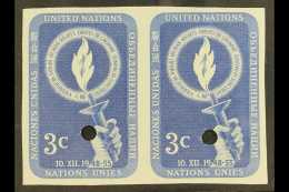 NEW YORK 1955 3c Ultramarine Human Rights IMPERF PROOF PAIR, Scott 39Pl, Very Fine Never Hinged Mint, With Small... - Autres & Non Classés