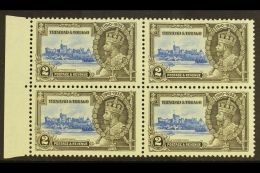 1935 2c Ultramarine And Grey-black Silver Jubilee, Marginal Block Of 4, Top Left Stamp Showing The Variety... - Trinité & Tobago (...-1961)