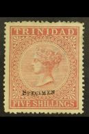 1869 5s Rose-lake With Rare Local Type "SPECIMEN" Handstamp In Small Serifed Capitals (11.5 X 2/1.5 Mm, Samuel... - Trinidad & Tobago (...-1961)