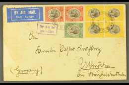 1933 (Dec) Flown Envelope (faults) To Germany Bearing KGV 5c, 10c Block Of Four And 15c Pair Tied By MBOSI Cds's,... - Tanganyika (...-1932)