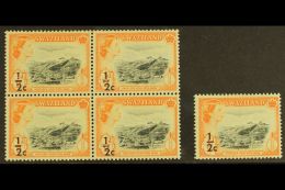 1961 ½c On ½d, Block Of 4 With Misplaced "2" In Fraction, SG 65, Never Hinged Mint With Normal For... - Swaziland (...-1967)