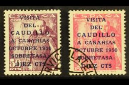 1950 General Franco's Canary Island Visit Pair, "Caudillo" 16½mm, SG B1149A/50A, Very Fine Used. (2 Stamps)... - Otros & Sin Clasificación