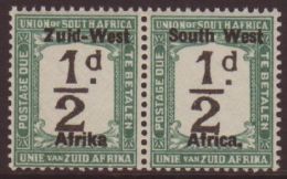 POSTAGE DUE 1923 ½d Black And Green, Horizontal Pair Including "Afrika" Without Stop Variety, SG D6d, Very... - Südwestafrika (1923-1990)