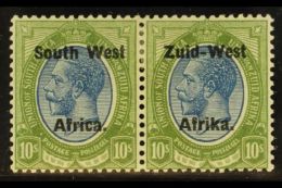 1923 Setting II, 10s Blue & Olive-green, Bilingual Overprint Pair, SG 14, Fine Mint. For More Images, Please... - Südwestafrika (1923-1990)