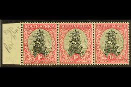 1930-44 1d Black & Carmine, Type II, Strip Of Three With "St. Elmo's Light" Variety On R6/3, SG 43d, Fine... - Non Classés