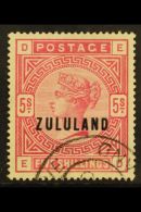 ZULULAND 1888-93 5s Rose Of Great Britain With "ZULULAND" Overprint, SG 11, Fine Used. For More Images, Please... - Ohne Zuordnung