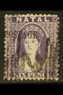 NATAL 1869 6d Lilac Opt'd Type 7a "POSTAGE", SG 29, Fine Used. For More Images, Please Visit... - Ohne Zuordnung