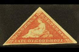 CAPE OF GOOD HOPE 1855-63 1d Rose Triangular, SG 5a, Unused No Gum, Lovely Fresh Example With 3 Good / Large... - Sin Clasificación