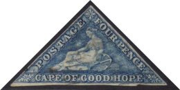 CAPE OF GOOD HOPE 1863-64 4d Steel-blue SG 19c, With Three Margins And Neat Light Cancel, Small Thin And Ink Stain... - Sin Clasificación