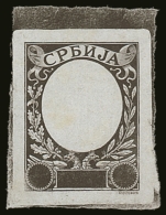 1903 IMPERF DIE PROOF For The 'King Alexander' Issue (as SG 94/103) - FRAME ONLY With Solid Value Tablets And... - Servië