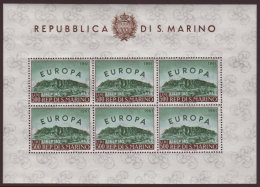 1961 500L Europa (SG 640) COMPLETE SHEETLET OF SIX STAMPS (Sass Foglietti 23) Very Fine Never Hinged Mint. For... - Otros & Sin Clasificación