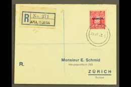 1932 6d Carmine, SG 119, Single Franking On Neat Printed, Registered Envelope To Switzerland, Tied By Apia... - Samoa (Staat)