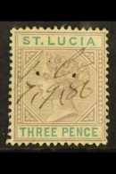 1886-87 3d Dull Mauve & Green - "Detached Triangle" Variety, SG 40a, Lightly Tropicalized With Manuscript... - Ste Lucie (...-1978)