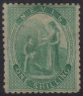 1862 1s Green Perf 13 SG 8 (position 1), An Attractive Unused Example With Good Colur And Unusually Good Perfs. ... - San Cristóbal Y Nieves - Anguilla (...-1980)