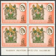 1966 MARDON £1 SG 407, Imprint Block Of Four, Fine Never Hinged Mint.  For More Images, Please Visit... - Other & Unclassified