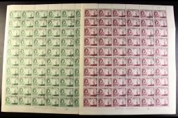 1953 1d Green & 2d Mauve Rhodes Centenary In COMPLETE SHEETS OF 60, SG 55/6, Fine Used, Cancelled To Order,... - Noord-Rhodesië (...-1963)