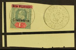 ENGLISH 1908 1s Green & Carmine Watermark CA Overprint, SG 9, Fine Used On Piece Tied By "Port Villa" Cds... - Sonstige & Ohne Zuordnung