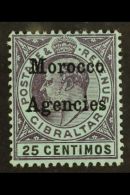 GIBRALTAR ISSUES OVERPRINTED 1903-05 25c Purple And Black/blue With Hyphen Between "nc", SG 20c, Very Fine Mint.... - Sonstige & Ohne Zuordnung
