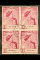 1948 Royal Silver Wedding 10R Magenta, SG 271, BLOCK OF FOUR Very Fine Cds Used. For More Images, Please Visit... - Mauricio (...-1967)