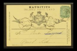 1899 (7 Nov) Formular Card With QV 2c Green Adhesive Tied By Beau Bassin Cds; Alongside "envelope" Carrier Cachet... - Mauricio (...-1967)