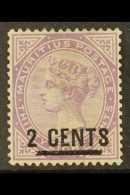 1886 2c On 38c Bright Purple, SG 116, Mint, Small Part OG. For More Images, Please Visit... - Mauricio (...-1967)