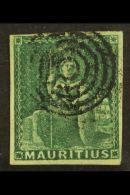 1858-62 (4d) Green Imperf With 4 Clear Margins, SG 27, Fine Used With Target Cancel For More Images, Please Visit... - Mauritius (...-1967)