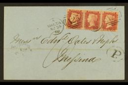 1860 ENTIRE TO MESSINA Bearing Great Britain 1d Red-brown "Stars", Wmk Small Crown, Perf 14, Die I, Tied By Very... - Malta (...-1964)