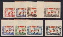 1946 Flag Set In New Colours, Mi 328/35, Variety "IMPERF", Superb NHM. (8 Stamps) For More Images, Please Visit... - Líbano