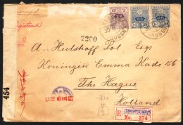 1918  Rare Censored Registered Cover From Korea To Holland,  From Jinsen To The Hague Bearing Japan 5s Violet And... - Corée (...-1945)