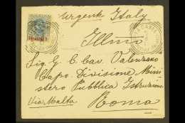 POST OFFICES IN CRETE 1900 1pi On 25c Blue, Sassone 1, Used On Cover To Rome, Sent Via Malta, Cancelled By Clear... - Sonstige & Ohne Zuordnung