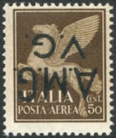 VENEZIA GUILIA 1945-47 50L Brown Air With OVERPRINT INVERTED Variety, Sassone 1b, Never Hinged Mint. For More... - Non Classés
