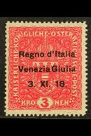 VENEZIA GIULIA 1918 3k Rose Carmine Overprinted, Sass 16, Very Fine Mint. Signed Diena. Cat €800 (£580)... - Sin Clasificación