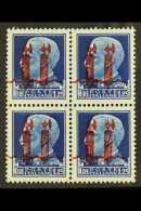 SOCIAL REPUBLIC 1944 1.25L Blue DOUBLE OVERPRINT Variety, Sassone 495b (as SG 61), Never Hinged Mint BLOCK Of 4,... - Ohne Zuordnung