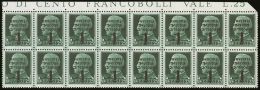 R.S.I. 1944 25c Green Florence Overprint, Variety "overprint Inverted", Sass 491a, Superb Top Margin Block Of 16.... - Ohne Zuordnung