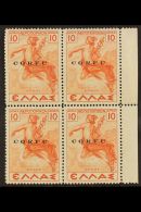 CORFU 1941 10d Orange-red Air Overprint (Sassone 8, SG 28), Fine Never Hinged Mint Marginal BLOCK Of 4, Fresh. (4... - Sin Clasificación