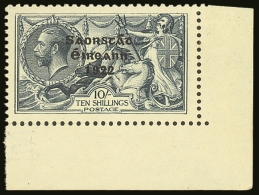 1922-23 10s Dull Grey Blue Seahorse, SG 66, Lower Right Corner Example (Row 10/4), Showing WEAK ACCENT IMPROVED,... - Otros & Sin Clasificación