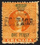 1883 1d Orange With Large "POSTAGE" Overprint Variety Overprint "DOUBLE", SG 27b, Fine Used But Lower Right Corner... - Grenada (...-1974)