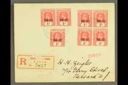 OCEAN ISLAND 1919 Registered Cover To USA, Bearing KGV 1d War Tax X7 (incl. Block Of 4), Cancelled With "G.P.O.... - Islas Gilbert Y Ellice (...-1979)