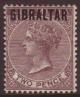 1886 2d Purple-brown Of Bermuda With GIBRALTAR Overprint, SG 3, Very Fine Mint. For More Images, Please Visit... - Gibraltar