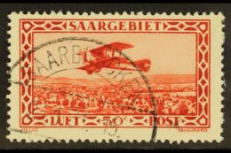 1928 50c Brown-lake Air PLATE FLAW (broken Square) Position 44, Michel 126 I/ III, Very Fine Used, Fresh. For More... - Autres & Non Classés
